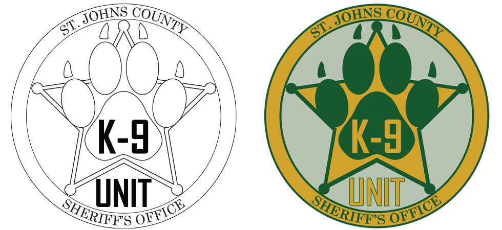 K-9 logos in black and white and full color